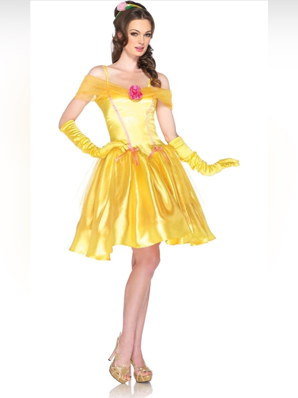 Leg Avenue Women’s Belle Princess Dress with Pink Rose Accent